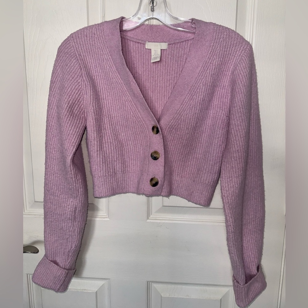 H&M pink cropped cardigan